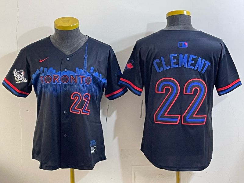 Women 2025 Nike Toronto Blue Jays #22 Clement black Game MLB Jersey 06